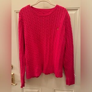 Lauren Ralph Lauren Cotton Hot Pink Cable Knit Sweater Pink Barbie Size S